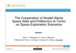 The Cooperation of Alcatel Alenia Space Italia and Politecnico Di Torino on Space Exploration Scenarios