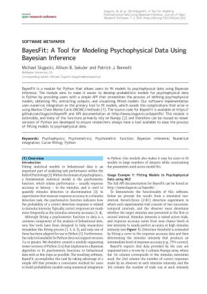 Bayesfit: a Tool for Modeling Psychophysical Data Using Bayesian Inference Michael Slugocki, Allison B