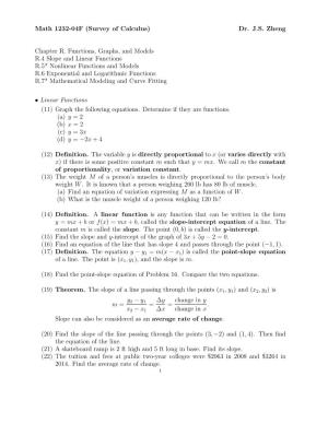 Math 1232-04F (Survey of Calculus) Dr. J.S. Zheng Chapter R. Functions
