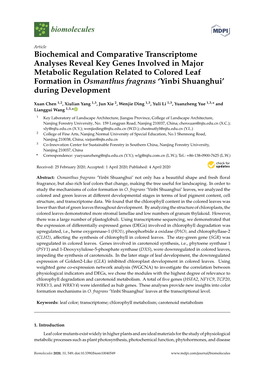 Biochemical and Comparative Transcriptome Analyses Reveal