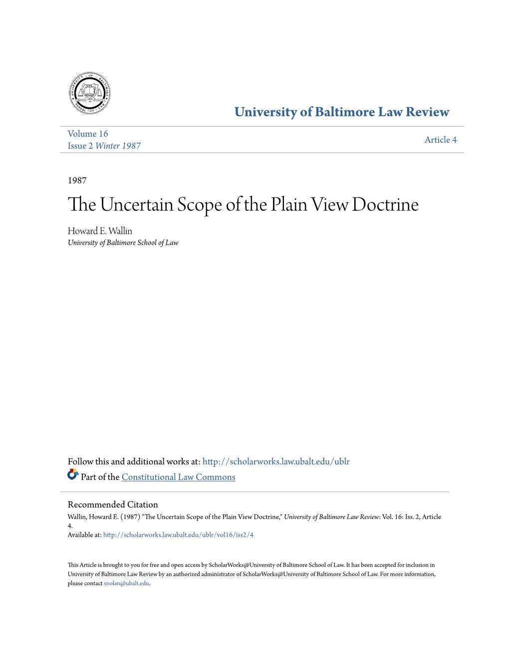 The Uncertain Scope of the Plain View Doctrine