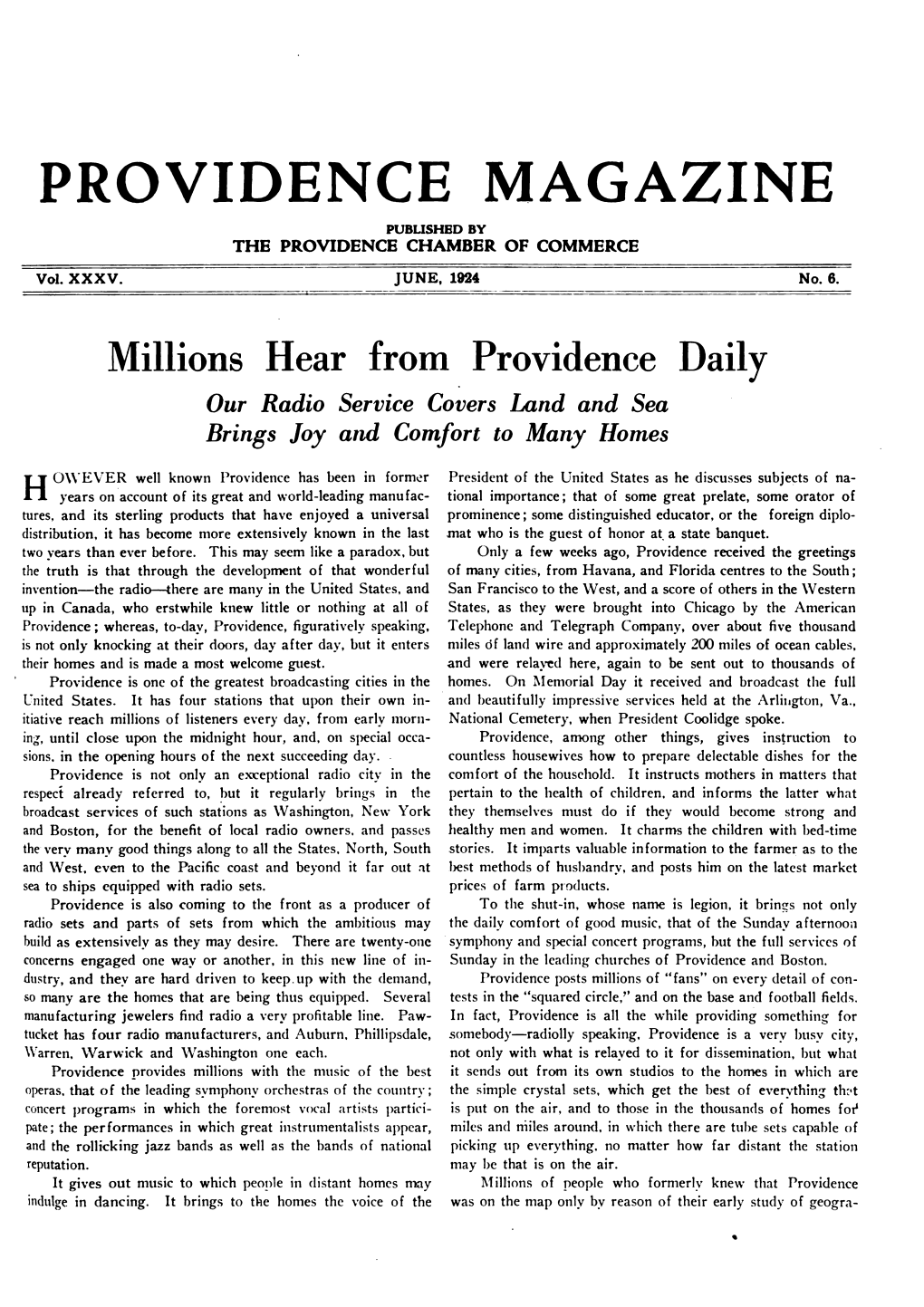 Providence Magazine June 1924 Millions Hear