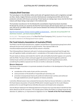 (Apog) Australian Pet Food Industry Overview