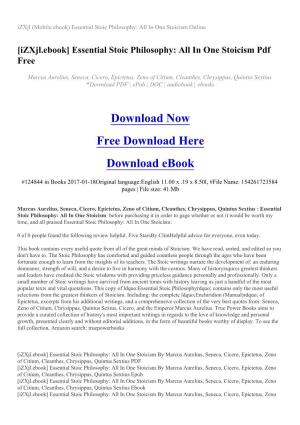 Izxjl (Mobile Ebook) Essential Stoic Philosophy: All in One Stoicism Online