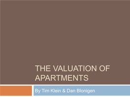 The Valuation of Apartments