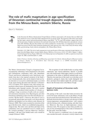 The Role of Mafic Magmatism in Age Specification of Devonian Continental Trough Deposits: Evidence from the Minusa Basin, Western Siberia, Russia