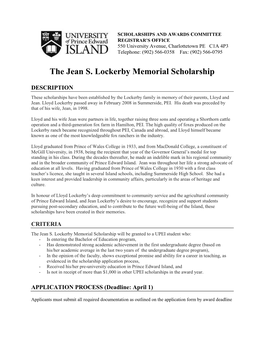 The Jean S. Lockerby Memorial Scholarship
