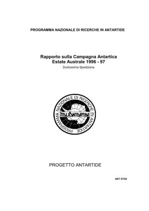 PROGETTO ANTARTIDE Rapporto Sulla Campagna Antartica Estate Australe 1996
