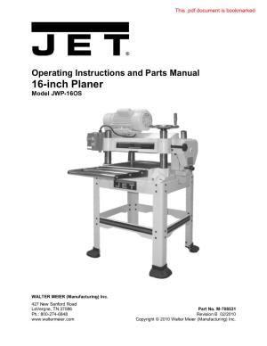 16-Inch Planer Model JWP-16OS