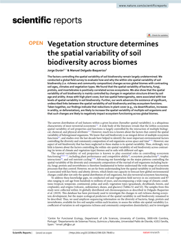 Vegetation Structure Determines the Spatial Variability of Soil Biodiversity Across Biomes Jorge Durán1* & Manuel Delgado‑Baquerizo2