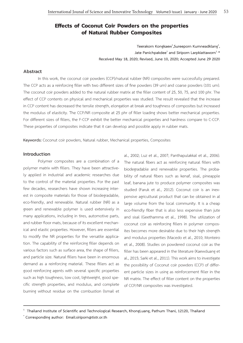 Effects of Coconut Coir Powders on the Properties of Natural Rubber Composites