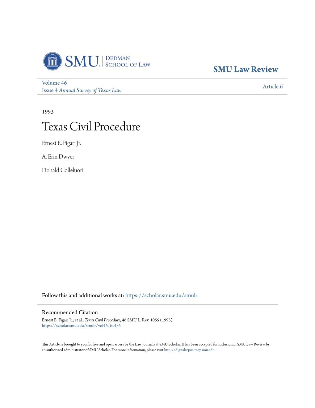 Texas Civil Procedure Ernest E