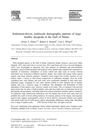 Settlement-Driven, Multiscale Demographic Patterns of Large Benthic Decapods in the Gulf of Maine