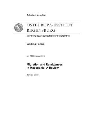 Migration and Remittances in Macedonia: a Review