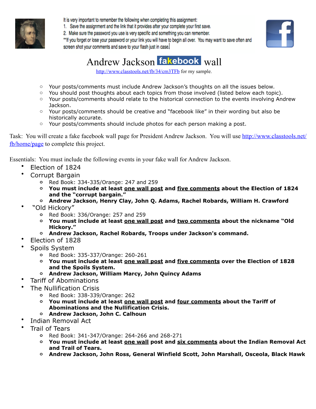 Andrew Jackson Fakebook