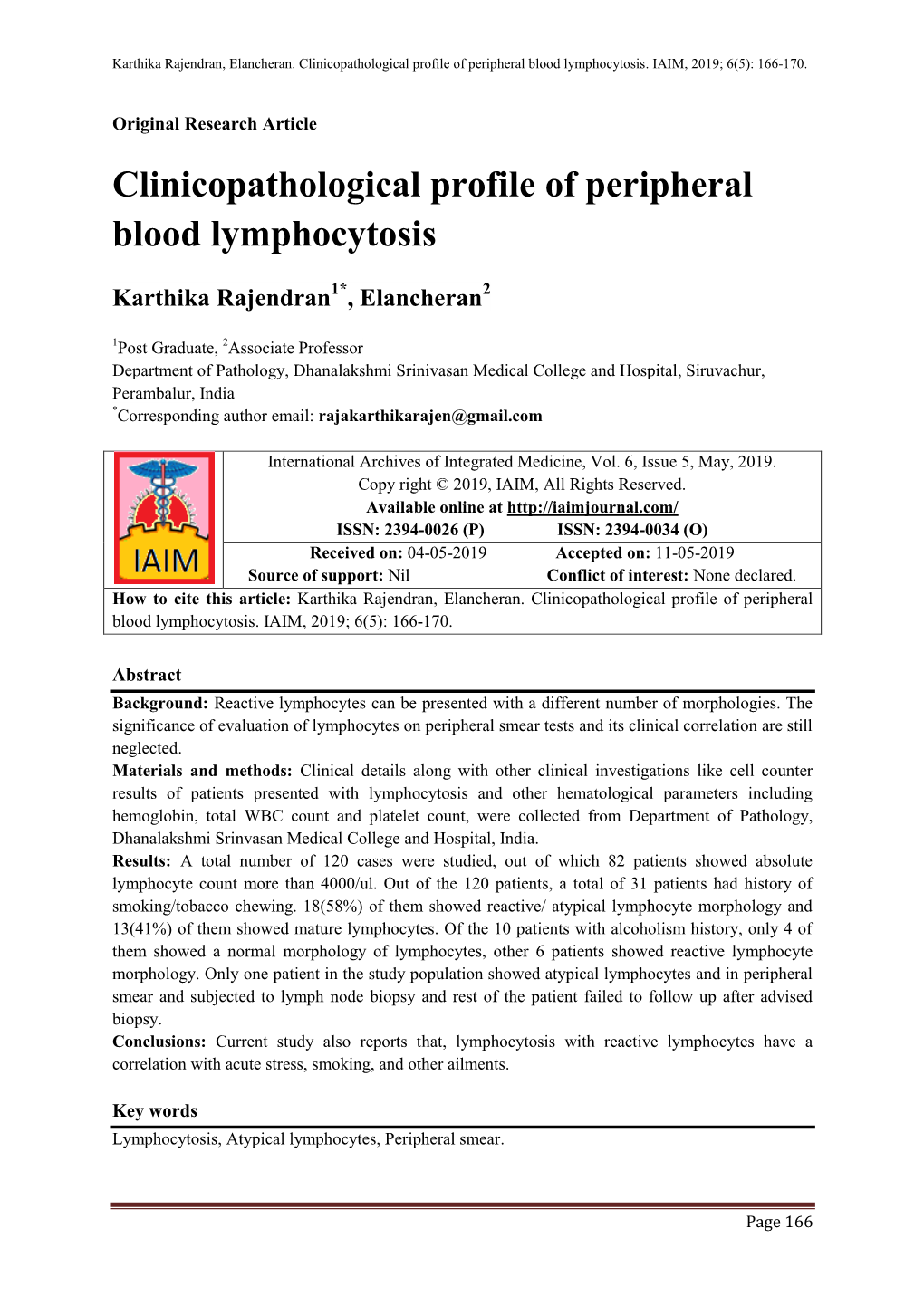 Clinicopathological Profile of Peripheral Blood Lymphocytosis