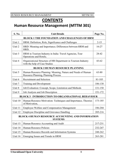 Human Resource Management (MTTM 301)