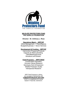 Wildlife Protectors Fund the Gorilla Foundation