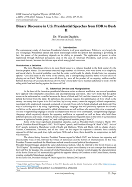 Binary Discourse in U.S. Presidential Speeches from FDR to Bush II