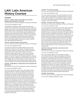 LAH: Latin American History Courses 1