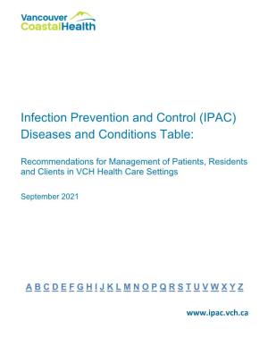 VCH IPAC Diseases and Conditions Table