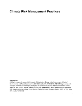 Climate Risk Management Practices