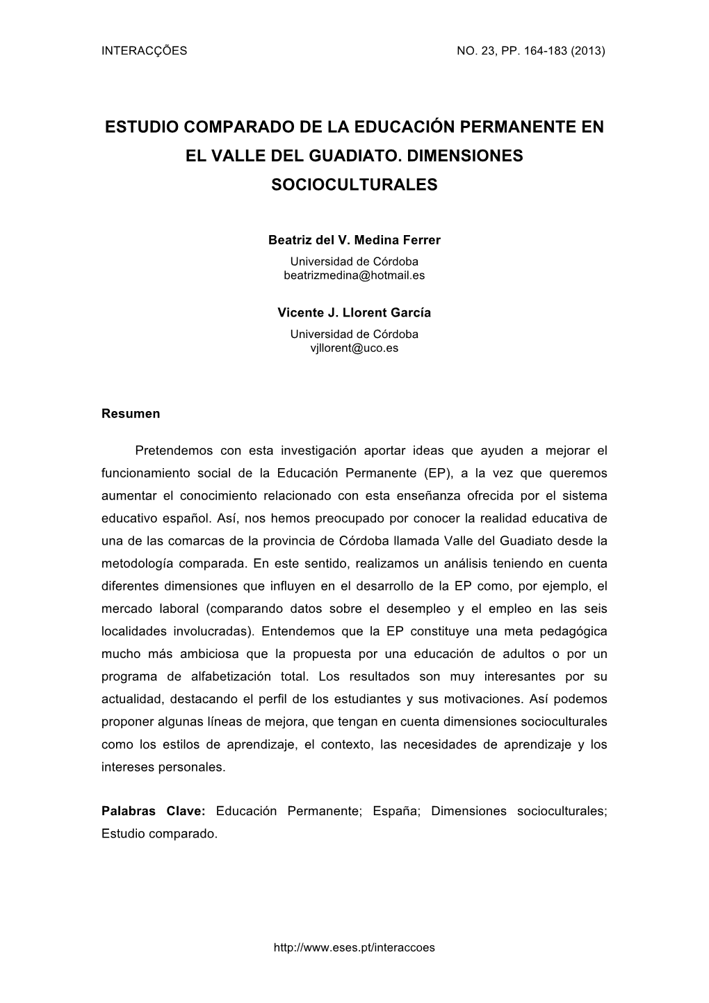 Estudio Comparado De La Educación Permanente En El Valle Del Guadiato