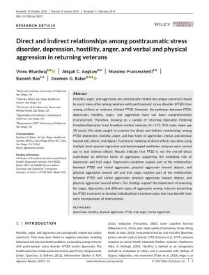 Direct and Indirect Relationships Among Posttraumatic Stress Disorder, Depression, Hostility, Anger, and Verbal and Physical Aggression in Returning Veterans