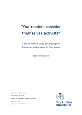 “Our Readers Consider Themselves Activists”
