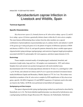 Mycobacterium Caprae Infection in Livestock and Wildlife, Spain