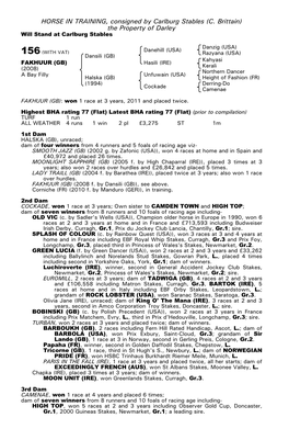 HORSE in TRAINING, Consigned by Carlburg Stables (C. Brittain) the Property of Darley Will Stand at Carlburg Stables