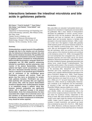 Interactions Between the Intestinal Microbiota and Bile Acids in Gallstones Patients
