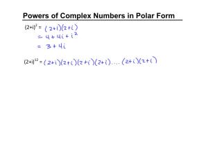 Powers of Complex Numbers in Polar Form (2+I)2 =