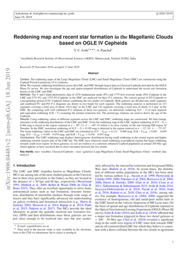 Reddening Map and Recent Star Formation in the Magellanic Clouds with the Earlier Studies (E.G., Besla Et Al