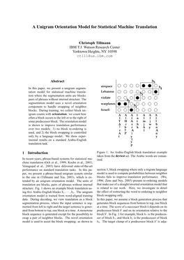A Unigram Orientation Model for Statistical Machine Translation