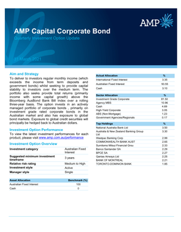 AMP Capital Corporate Bond Quarterly Investment Option Update