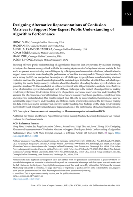 Designing Alternative Representations of Confusion Matrices to Support Non-Expert Public Understanding of Algorithm Performance