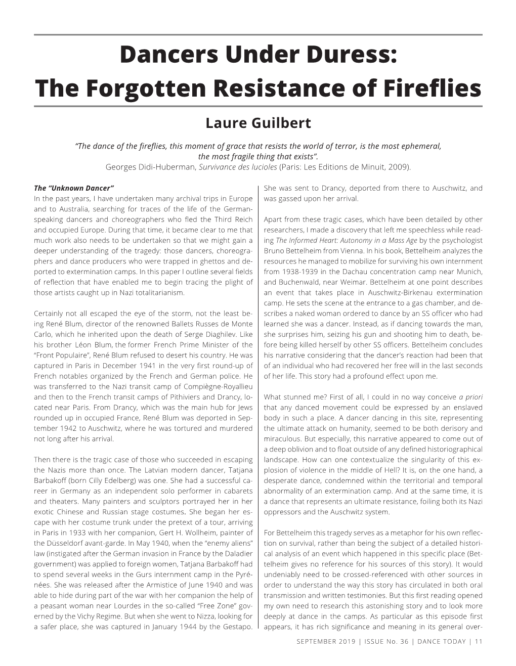Dancers Under Duress: the Forgotten Resistance of Fireflies Laure Guilbert