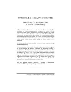 TRANSFORMING NARRATIVE ENCOUNTERS Anne Murray Orr