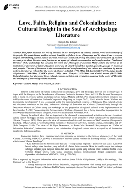 Cultural Insight in the Soul of Archipelago Literature