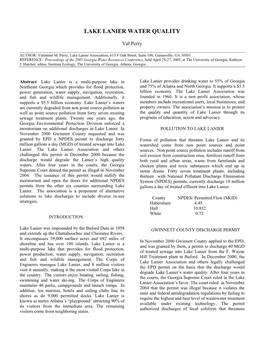Lake Lanier's Water Quality