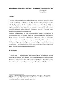 Income and Educational Inequalities in Vale Do Jequitinhonha, Brazil Rosa Fontes1 Edson Melo2