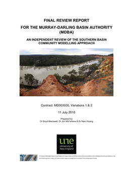 Final Review Report for the Murray-Darling Basin Authority (Mdba)