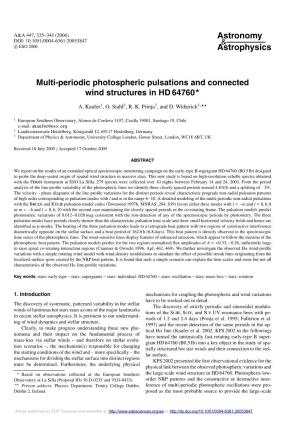 Multi-Periodic Photospheric Pulsations and Connected Wind Structures in HD 64760