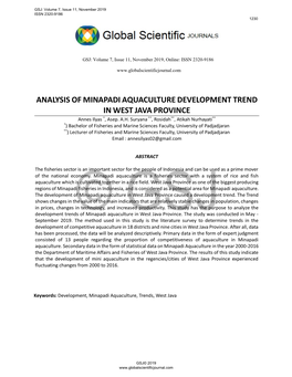 Analysis of Minapadiaquaculturedevelopment Trend in West Javaprovince