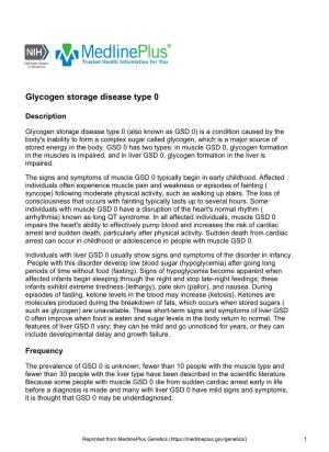 Glycogen Storage Disease Type 0