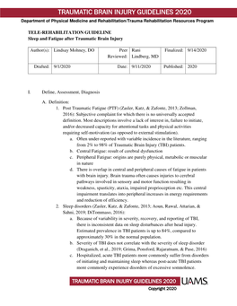 Traumatic Brain Injury Guidelines 2020