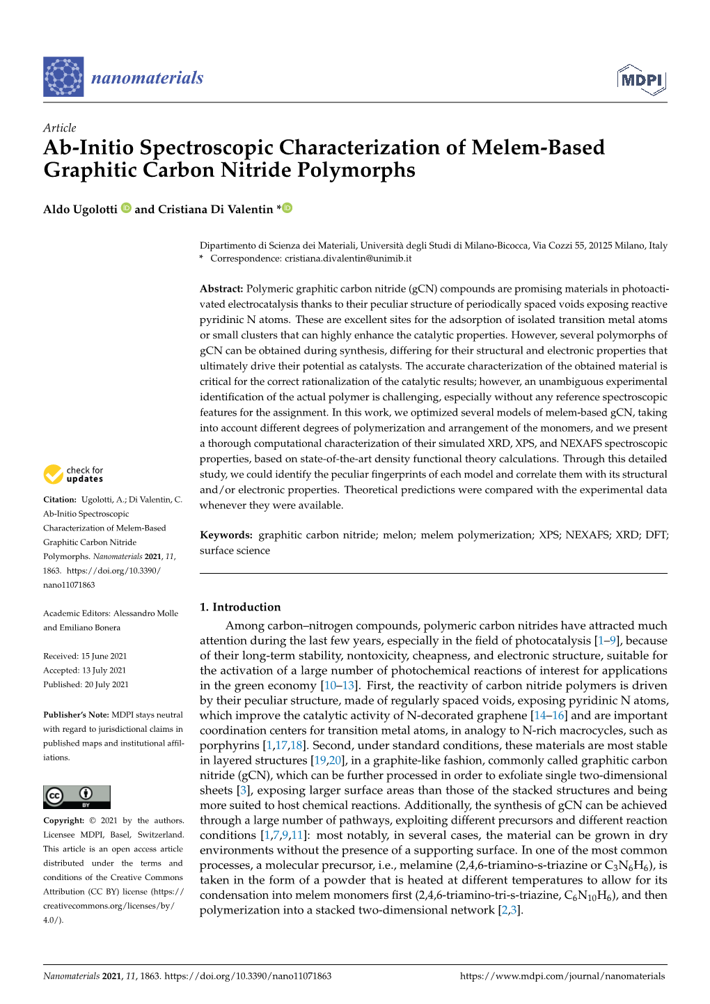 Ab-Initio Spectroscopic Characterization of Melem-Based Graphitic Carbon Nitride Polymorphs