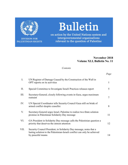 November 2018 Volume XLI, Bulletin No. 11