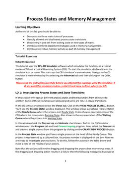 Process States and Memory Management